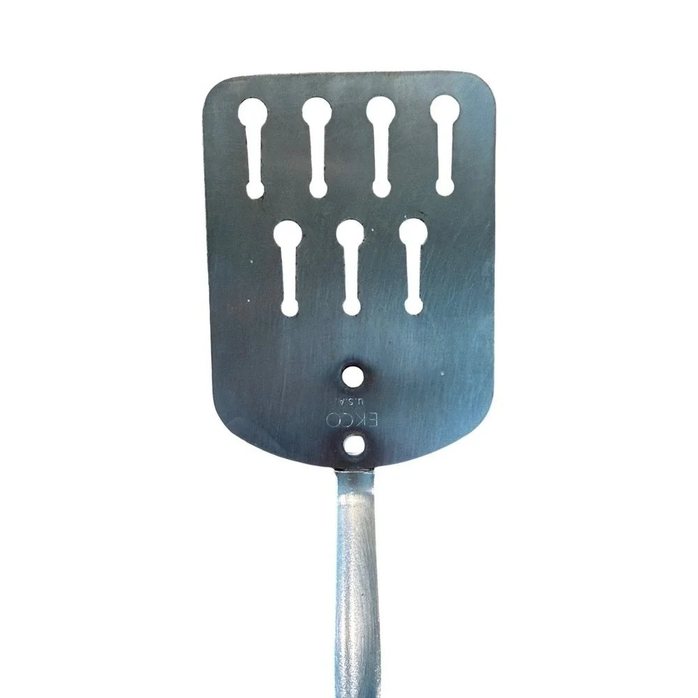 Vintage EKCO USA Slotted Spatula Stainless Steel Black Handle Turner Flipper